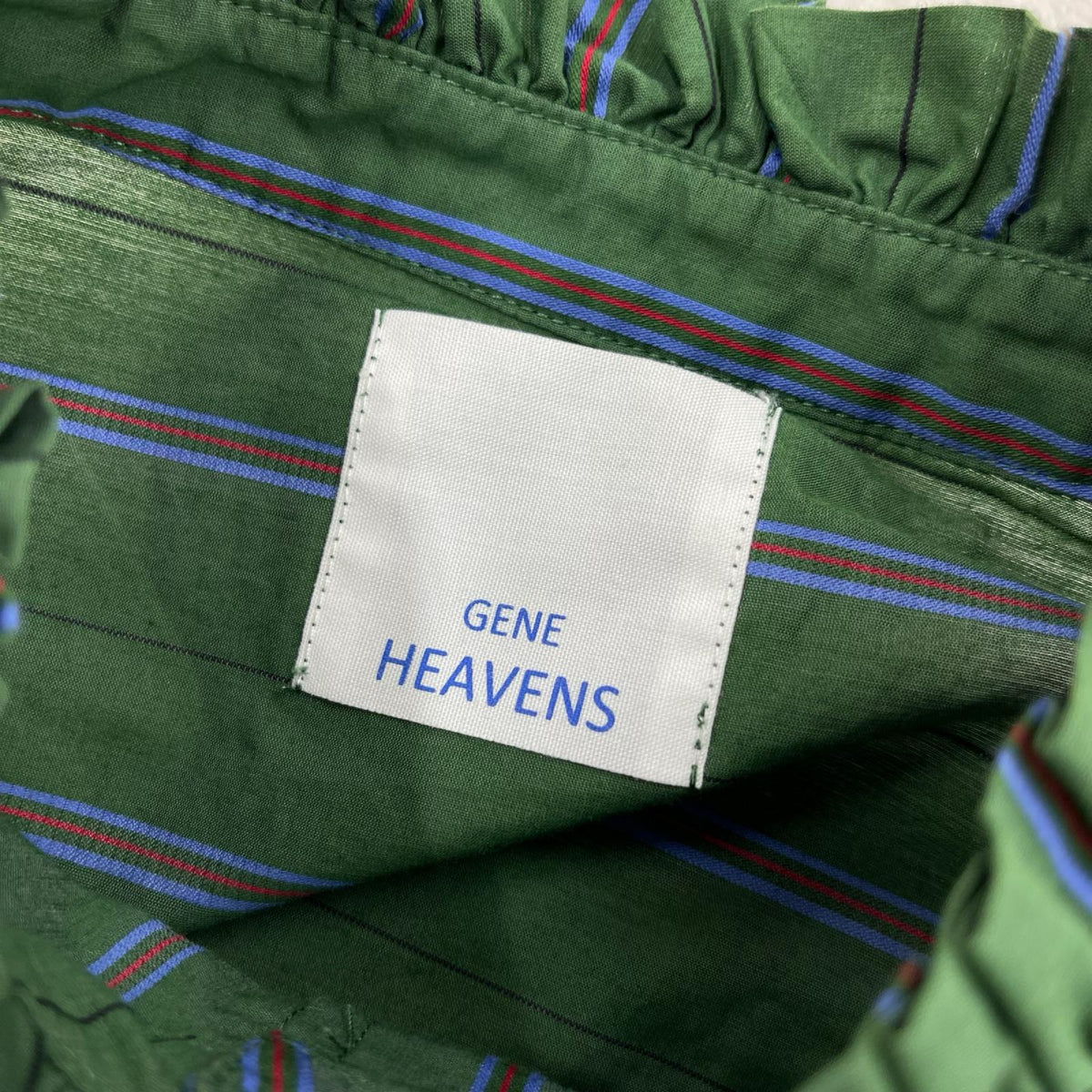 長袖シャツ GENE HEAVENS ENE HEAVENS ﾌﾘﾙｶﾗｰ ｽﾄﾗｲﾌﾟ 緑 フリー グリーン