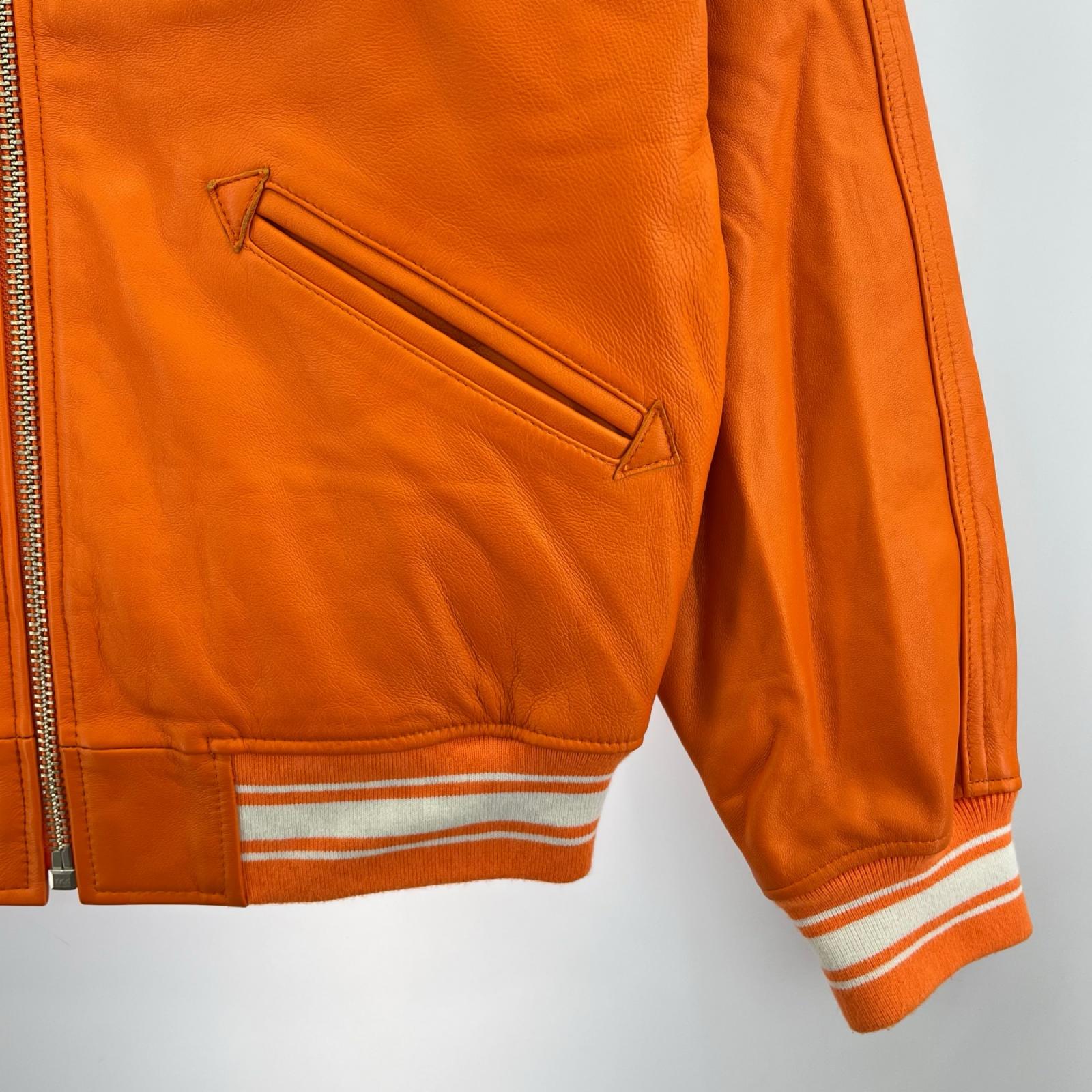 レザージャケット VARSITY LIGHT SIGNATURE LEATHER JACKET M オレンジ