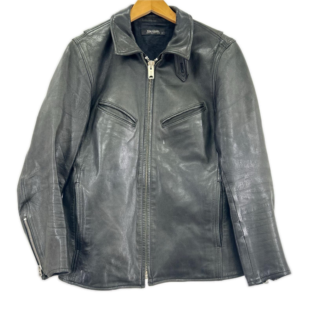 レザージャケット RUDE GALLERY ｼｰﾌﾟｽｷﾝ ｼﾝｸﾞﾙﾚｻﾞｰｼﾞｬｹｯﾄ ブラック