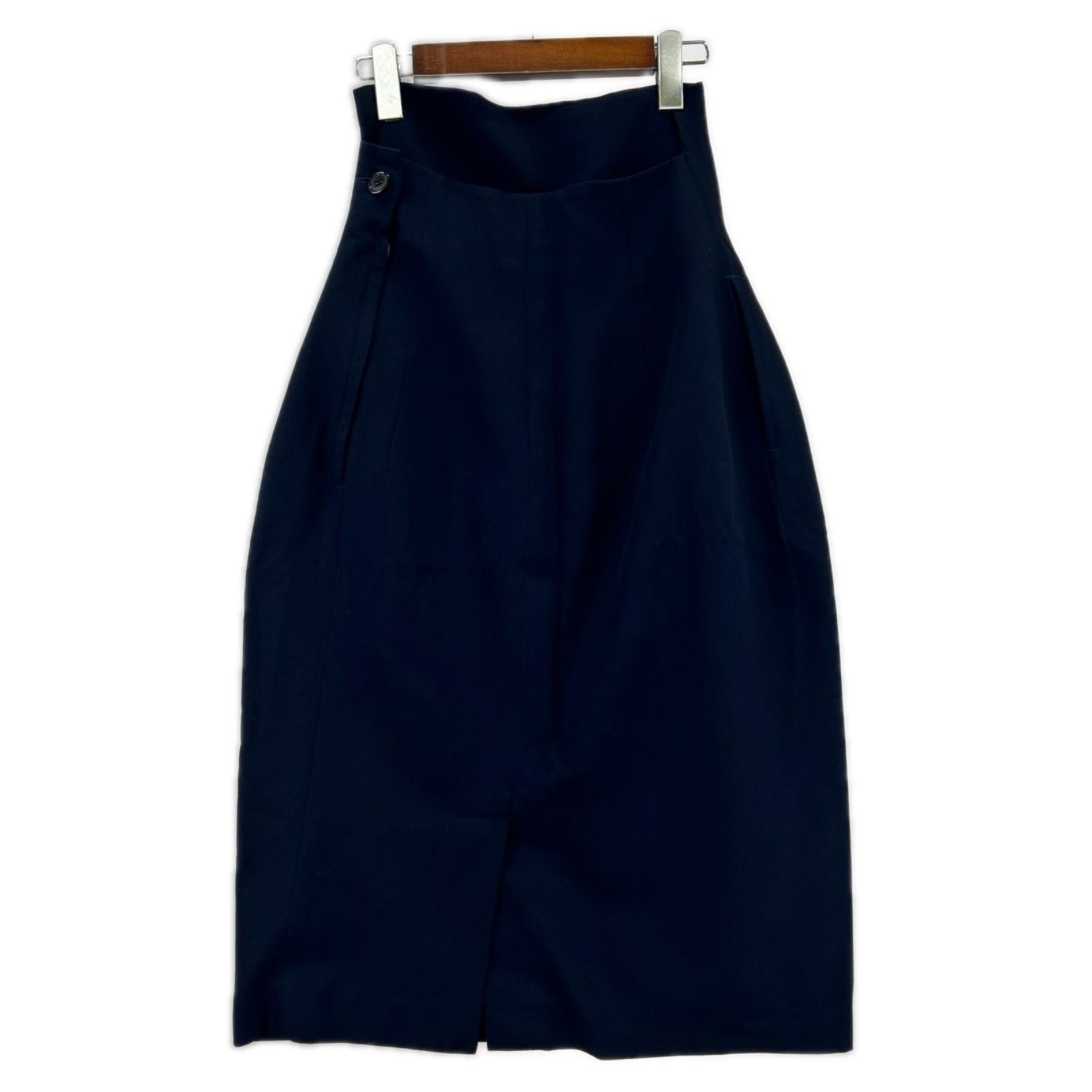 スカート 80s~ Yohji Yamamoto ｳｰﾙｷﾞｬﾊﾞｽｶｰﾄ SS 紺 SS ネイビー