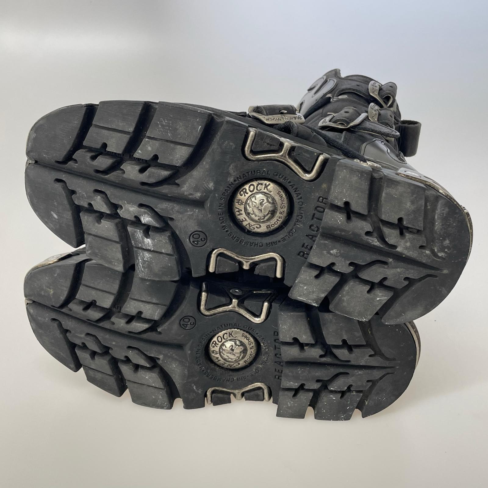 ブーツ REACTOR スカル ロングブーツ BLK (サイズ40 25.5cm相当) ブラック