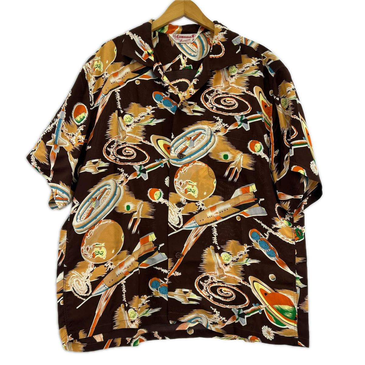 半袖シャツ レーヨン (XL) ブラウン