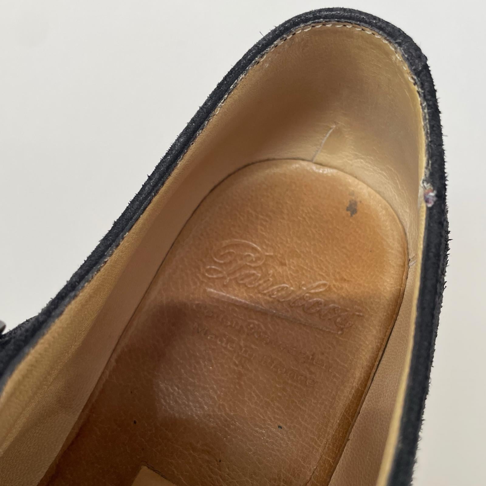 シューズ Paraboot WILLIAM スウェード ダブルモンク (6 1/2) 黒 ブラック