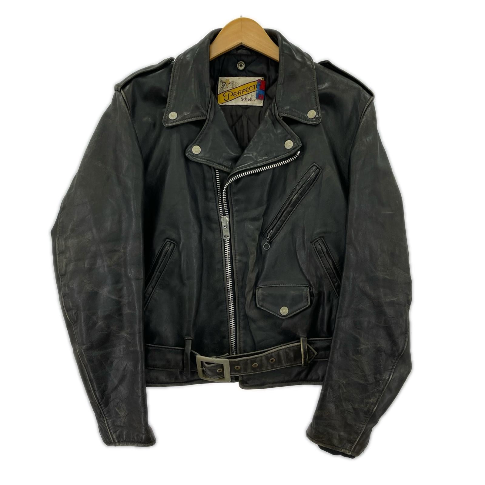ライダースジャケット 90s USA製 PERFECTO ﾀﾞﾌﾞﾙﾗｲﾀﾞｰｽｼﾞｬｹｯﾄ 黒　38 38 ブラック