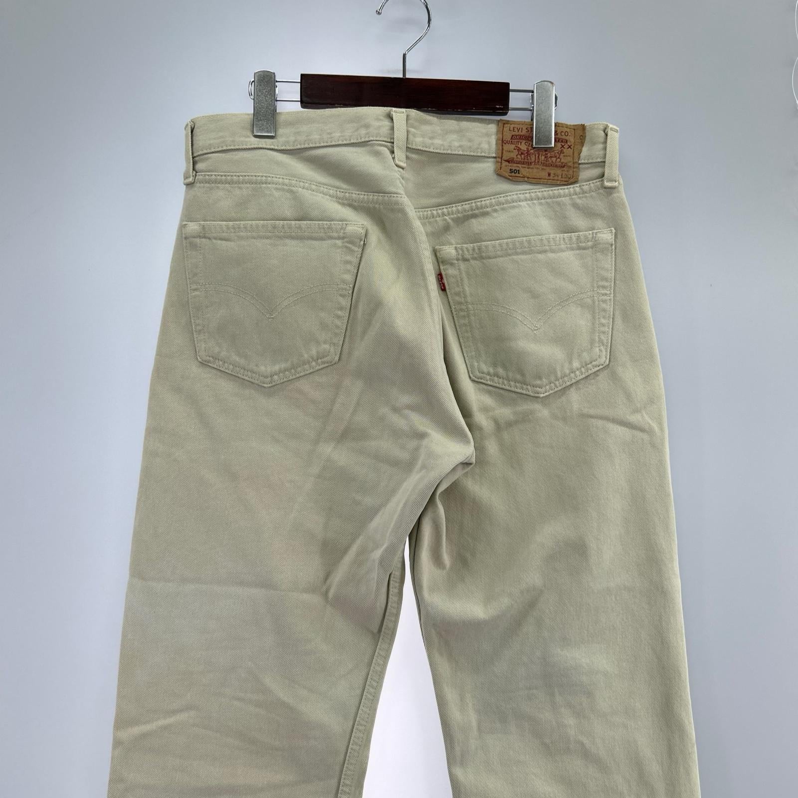 デニムパンツ 90S 501 ﾎﾞﾀﾝ裏刻印299 ﾕｰﾛ ﾍﾞｰｼﾞｭ (34) ベージュ