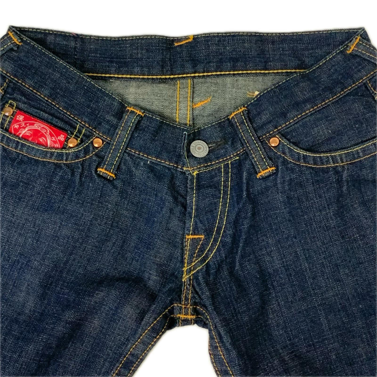 デニムパンツ EVISU donna バックジップ カモメプリント フレアデニム 25×32