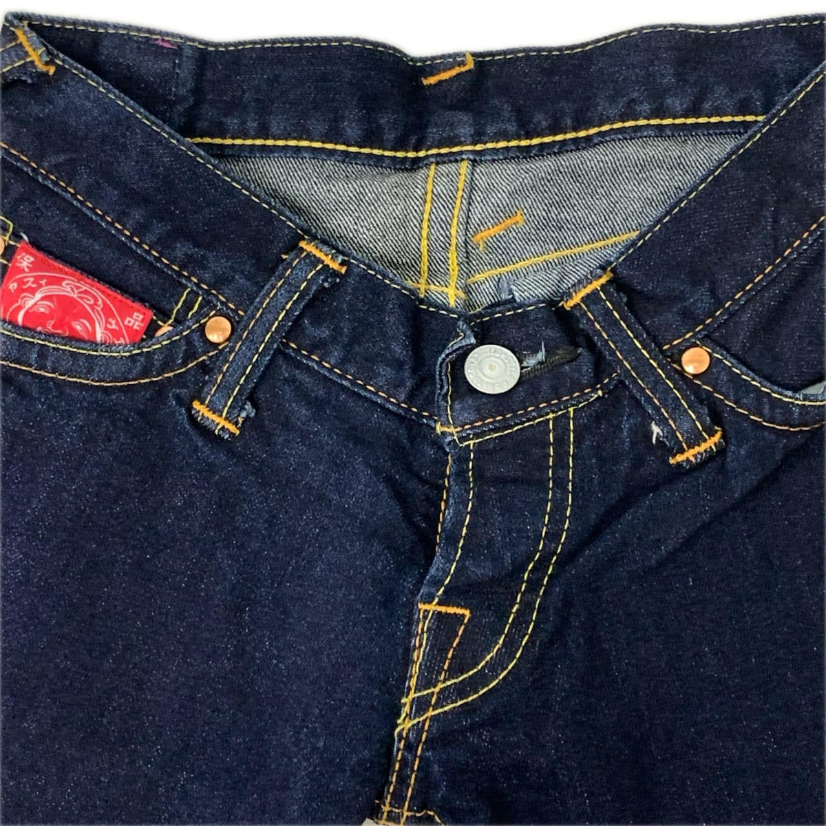 デニムパンツ EVISU donna バックジップ カモメプリント フレアデニム 24×32