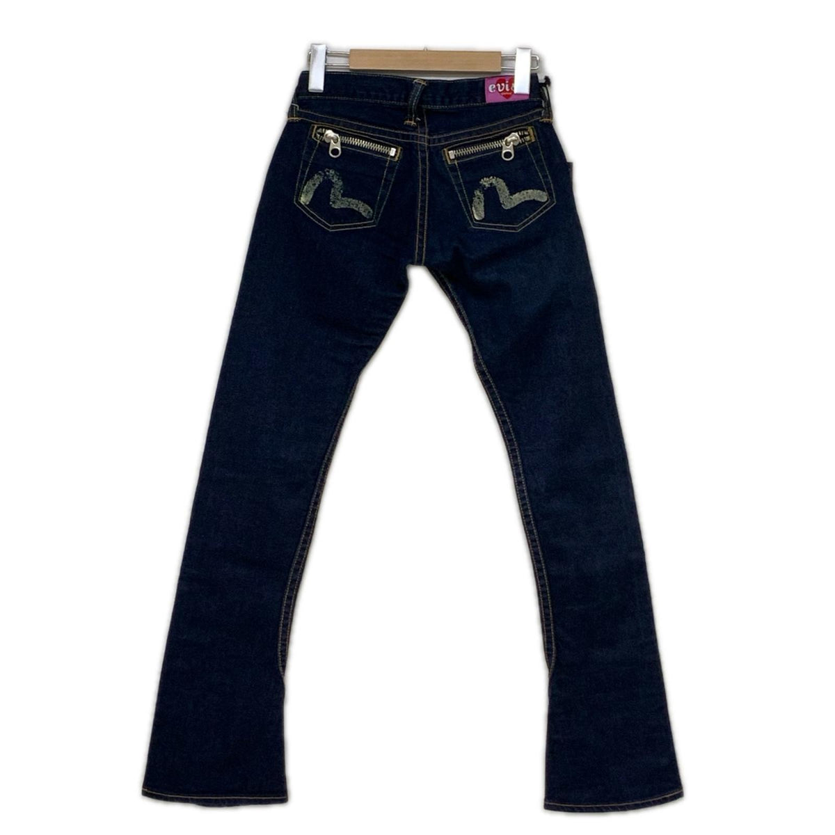 デニムパンツ EVISU donna バックジップ カモメプリント フレアデニム 24×32