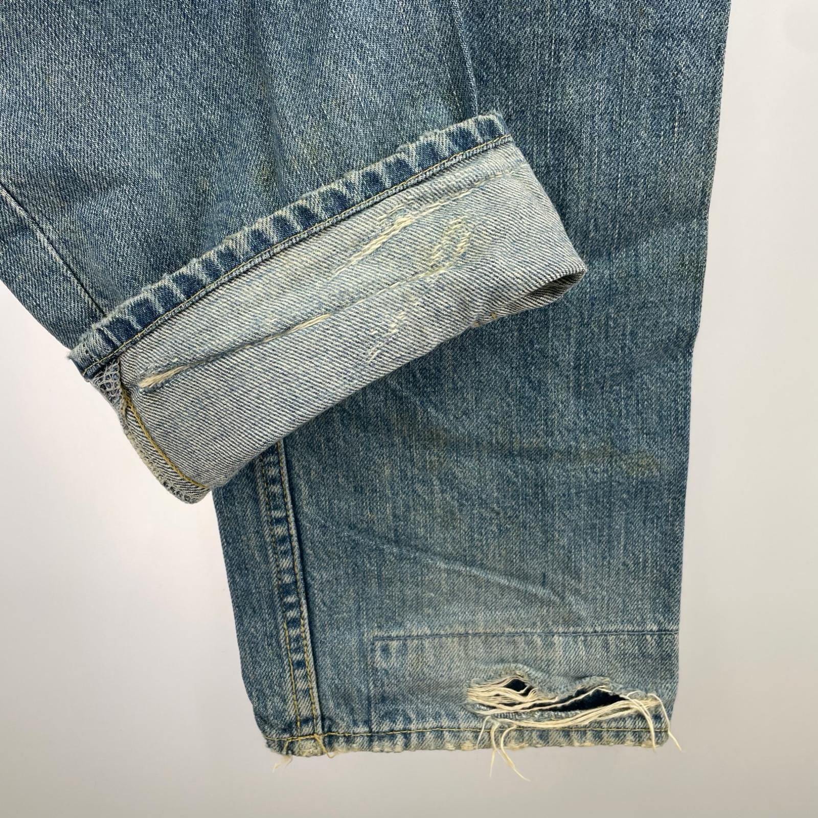 デニムパンツ ×MC5 パッチワーク ダメージ加工 デニム L L ブルー