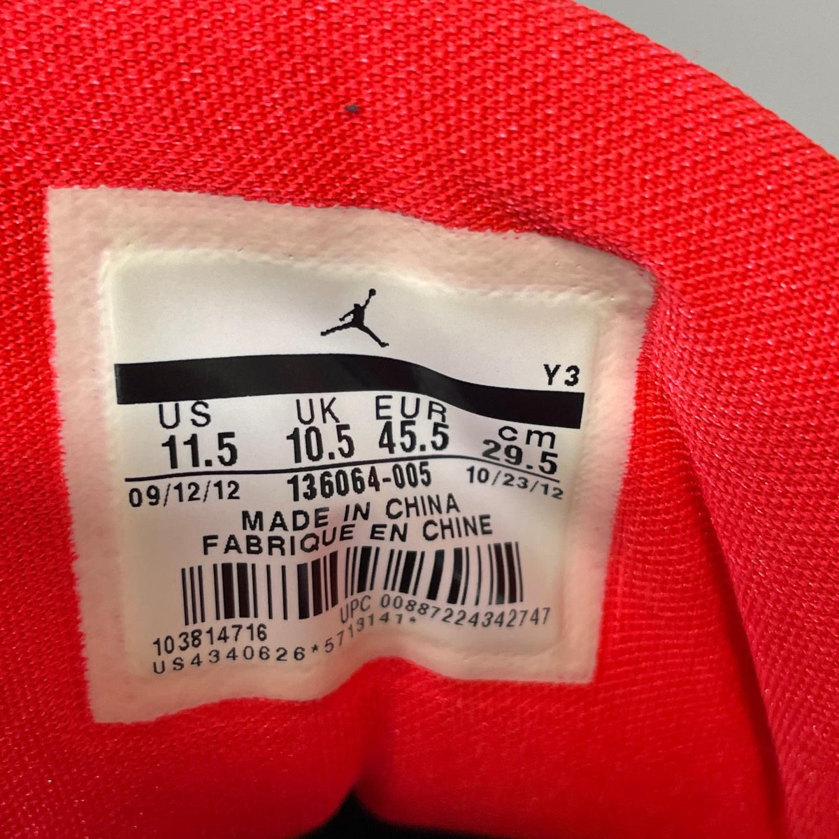 スニーカー AIR JORDAN 3 RETRO CRIMSON 29.5cm (US11 1/2 UK11 EU49) ブラック