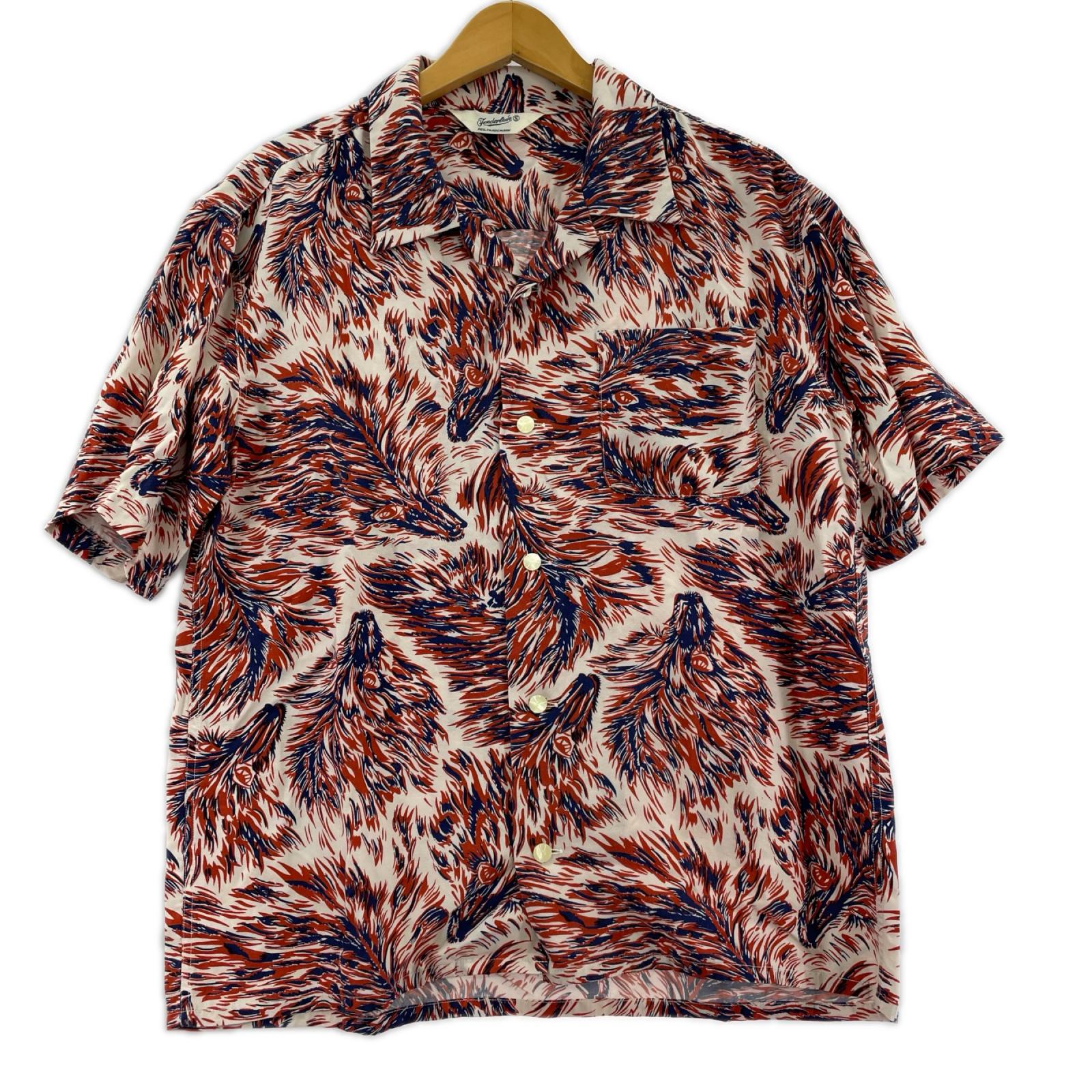 半袖シャツ TENDERLOIN T-RAYON SHT WOLF 総柄ﾚｰﾖﾝｼｬﾂ S S レッド