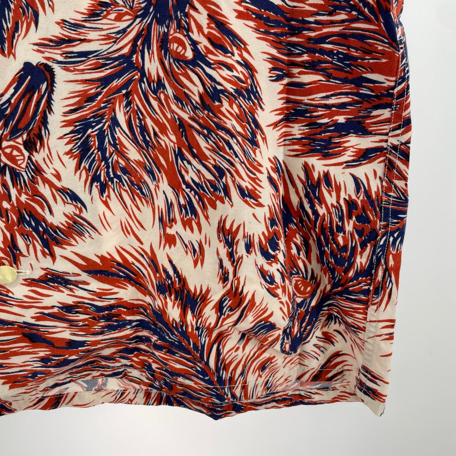 半袖シャツ TENDERLOIN T-RAYON SHT WOLF 総柄ﾚｰﾖﾝｼｬﾂ S S レッド