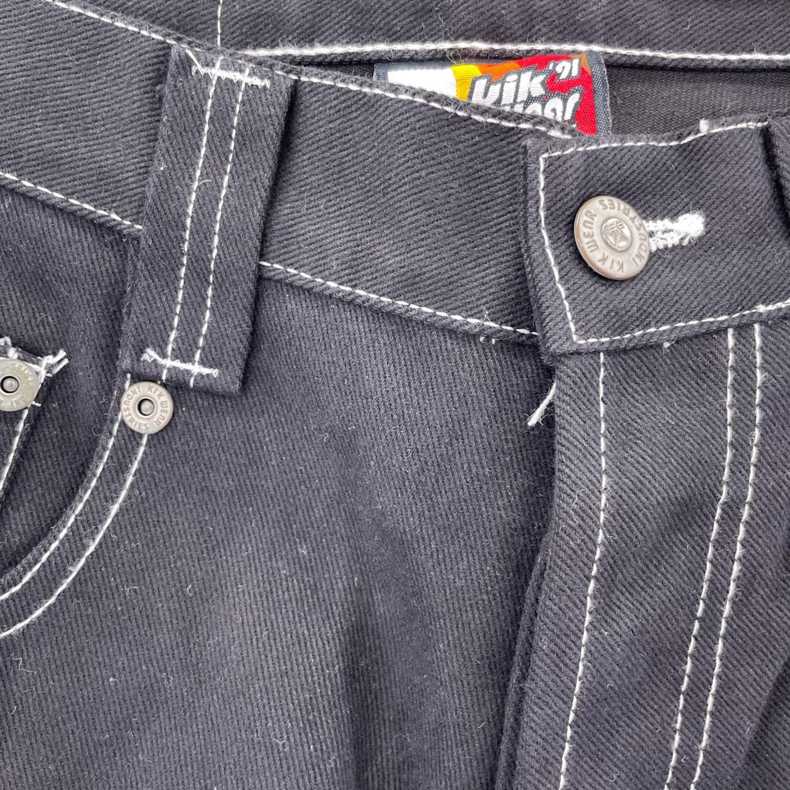 デニムパンツ 90s KIKWEAR ﾊﾞｷﾞｰﾃﾞﾆﾑ ｻｲﾄﾞﾗｲﾝ 黒 （30） 30 ブラック