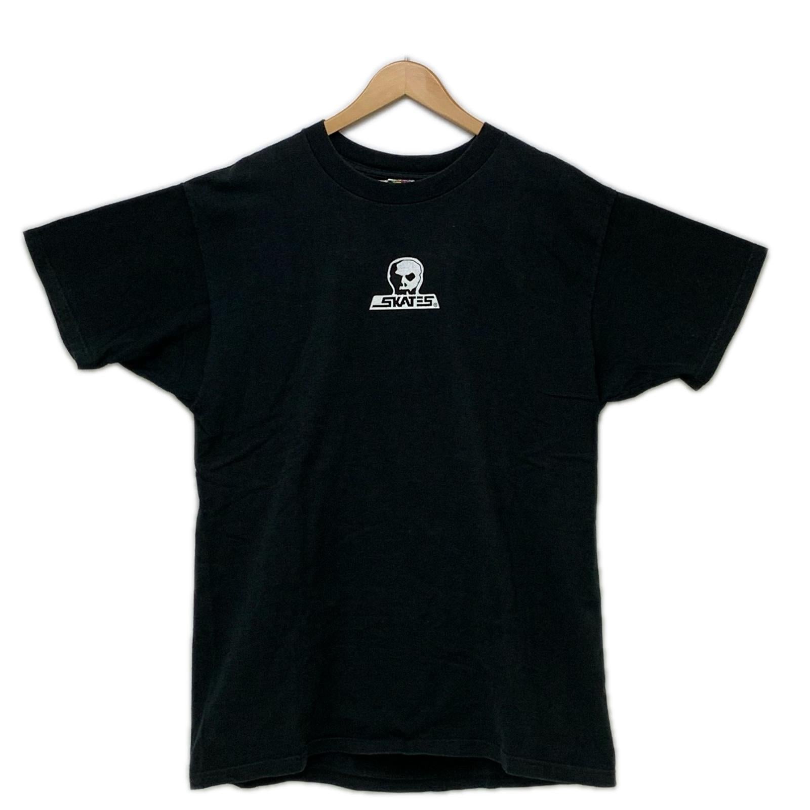 半袖Ｔシャツ 90-00s SKULL SKATES カナダ製 両面ロゴプリントTee XL ブラック LL
