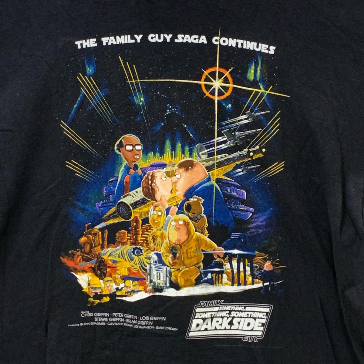 半袖Ｔシャツ 00s THE FAMILY GUY 海外アニメ スターウォーズ パロディTee 2XL ブラック 3L