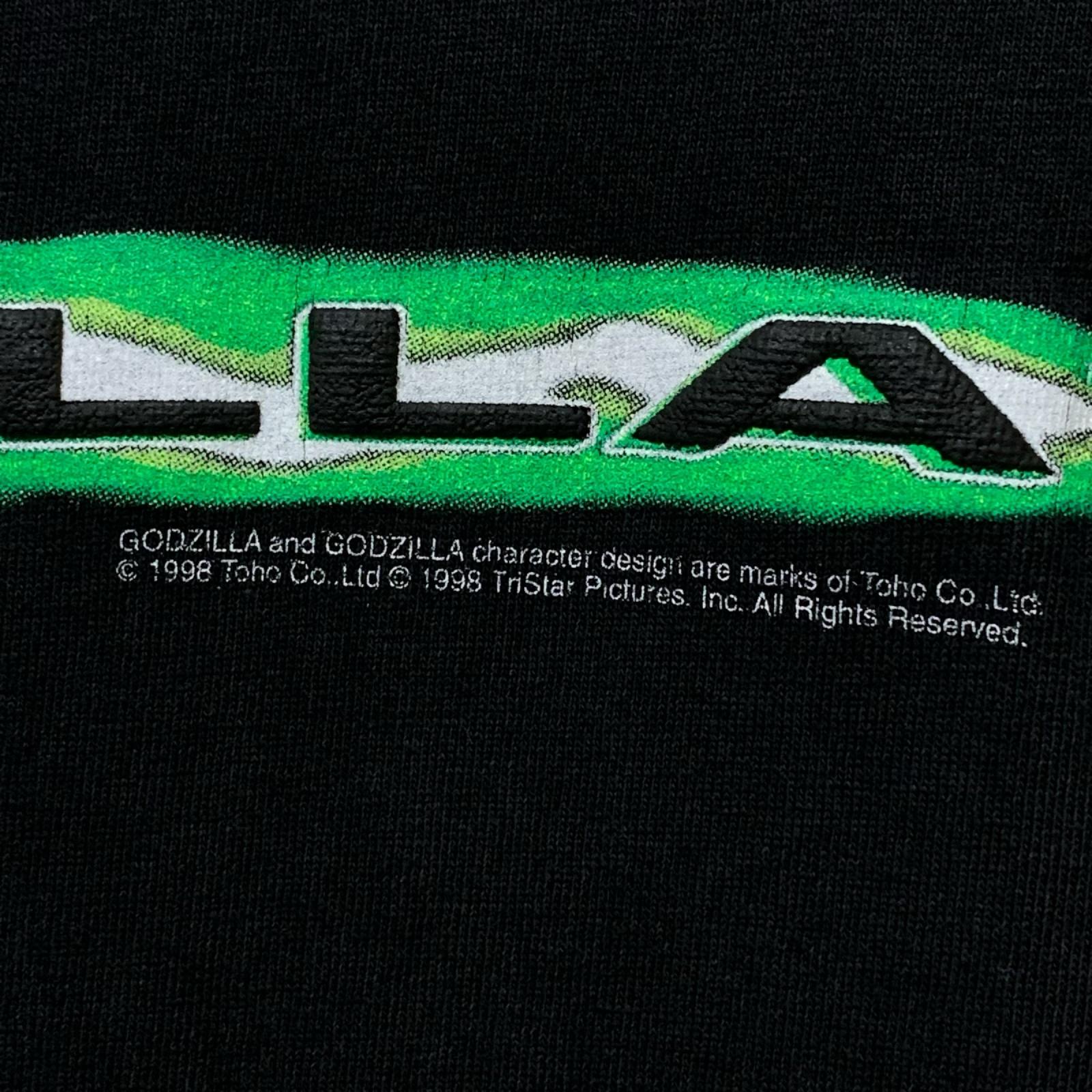半袖Ｔシャツ 90s GODZILLA 発砲プリント ハリウッドムービープロモTee L ブラック L