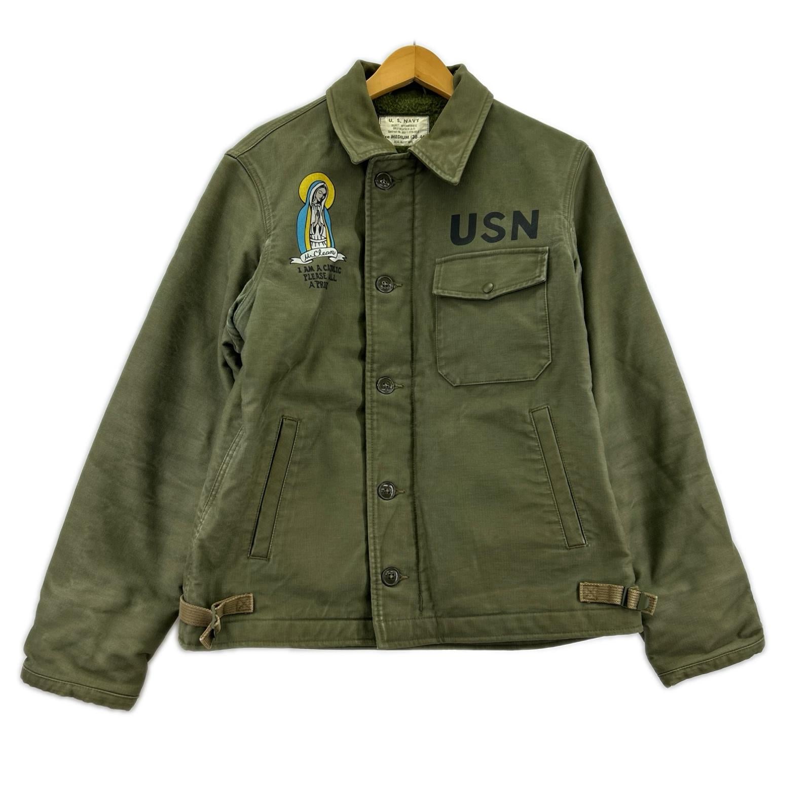 ミリタリージャケット U.S.NAVY A-2 ﾃﾞｯｷｼﾞｬｹｯﾄ ｶｰｷ 38-40 M カーキ