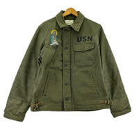 ミリタリージャケット U.S.NAVY A-2 ﾃﾞｯｷｼﾞｬｹｯﾄ ｶｰｷ 38-40 M カーキ