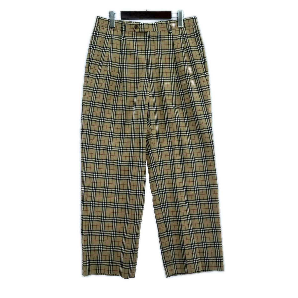 パンツ ﾁｪｯｸ柄ｳｰﾙｽﾗｯｸｽ BEG W82cm ベージュ