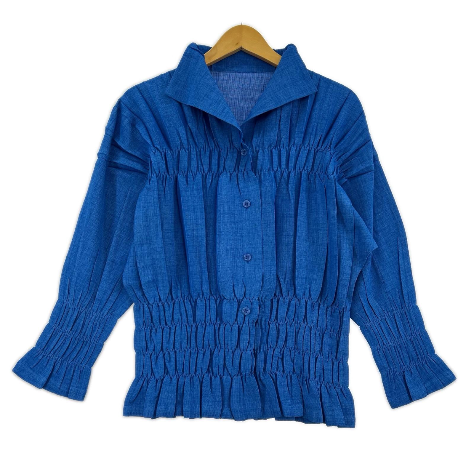 長袖シャツ ISSEY MIYAKE IM62FJ625 ﾊﾞﾙｰﾝﾌﾟﾘｰﾂｼｬﾂ 2 ブルー