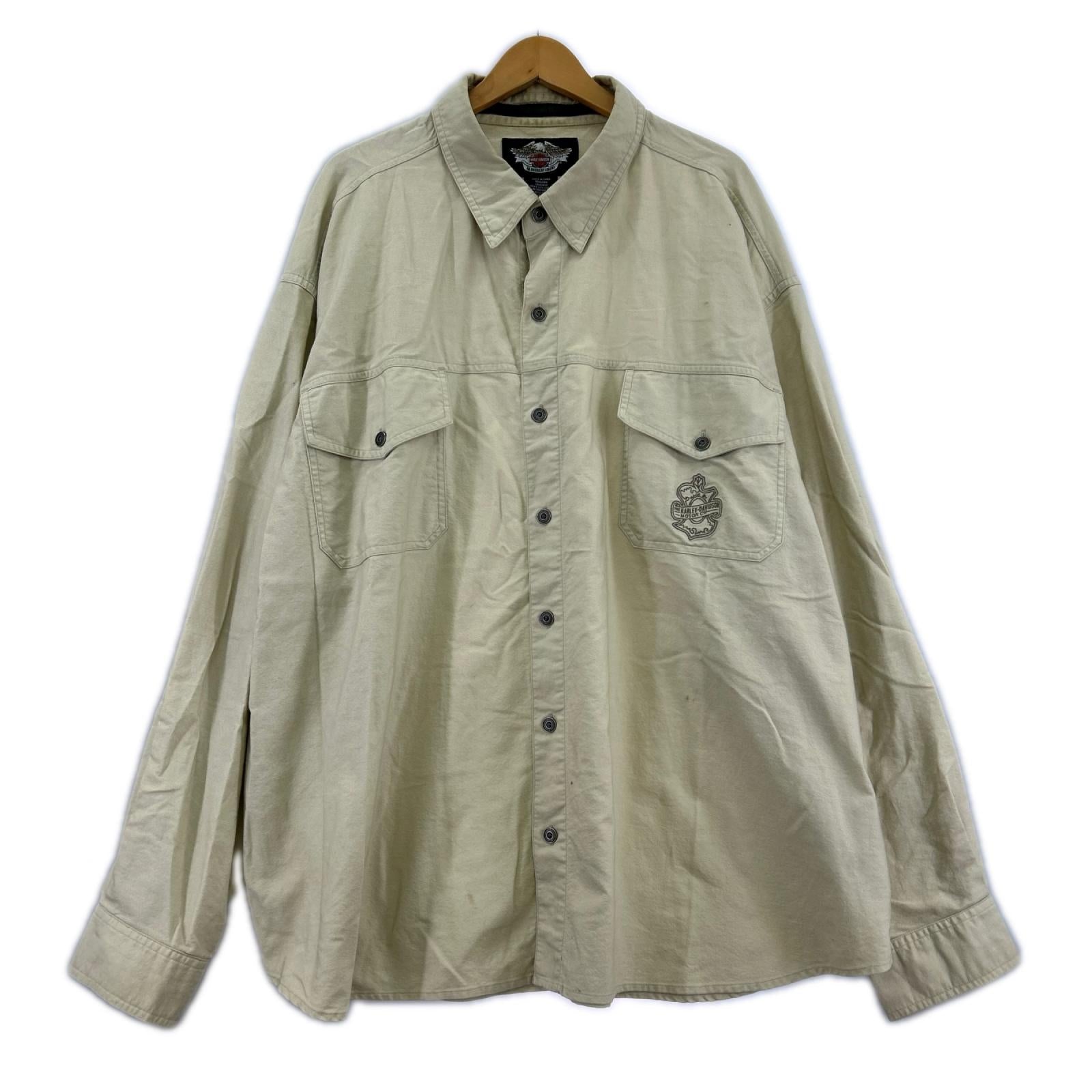 長袖シャツ Harley-Davidson ﾜｰｸｼｬﾂ ﾍﾞｰｼﾞｭ (XXXL) ベージュ