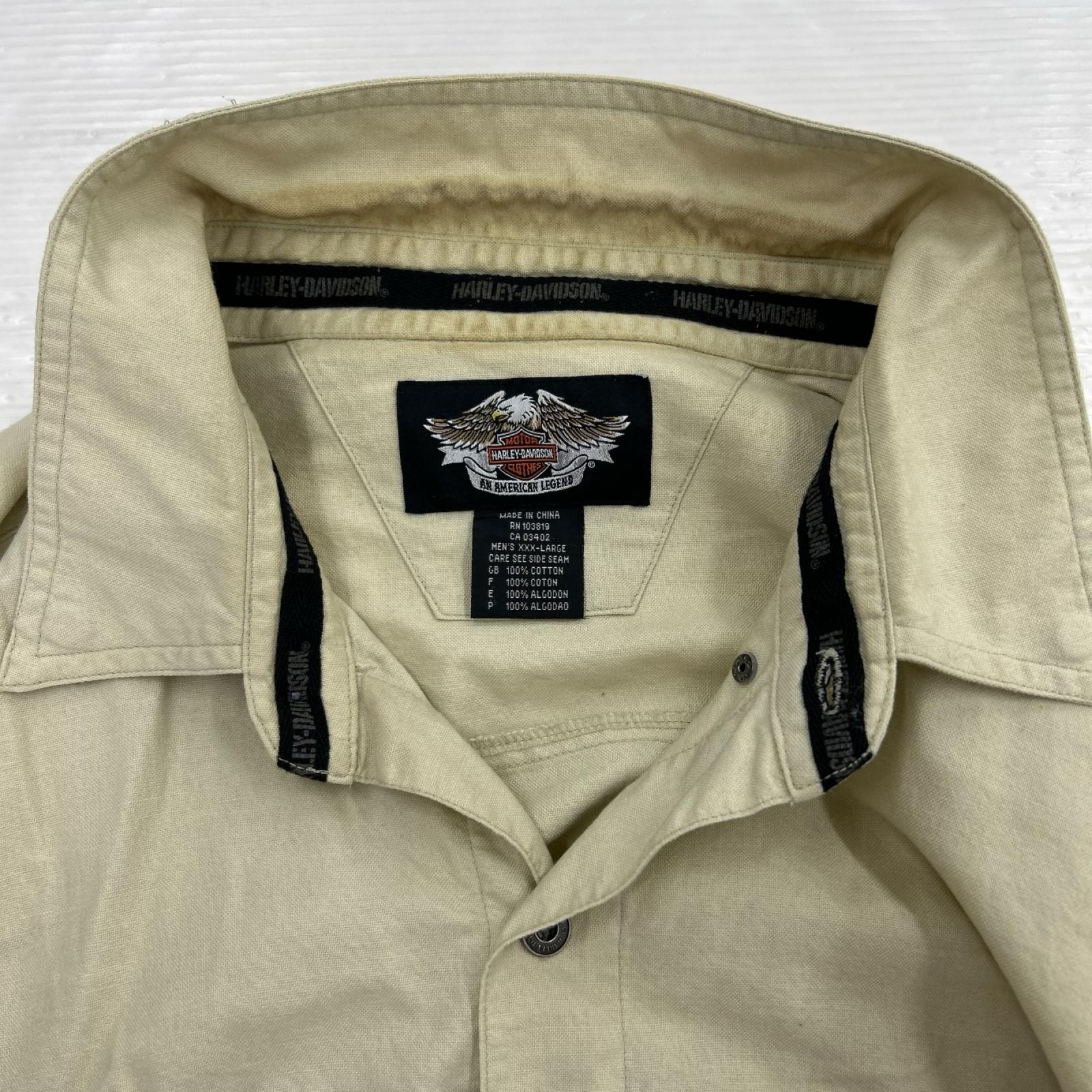 長袖シャツ Harley-Davidson ﾜｰｸｼｬﾂ ﾍﾞｰｼﾞｭ (XXXL) ベージュ
