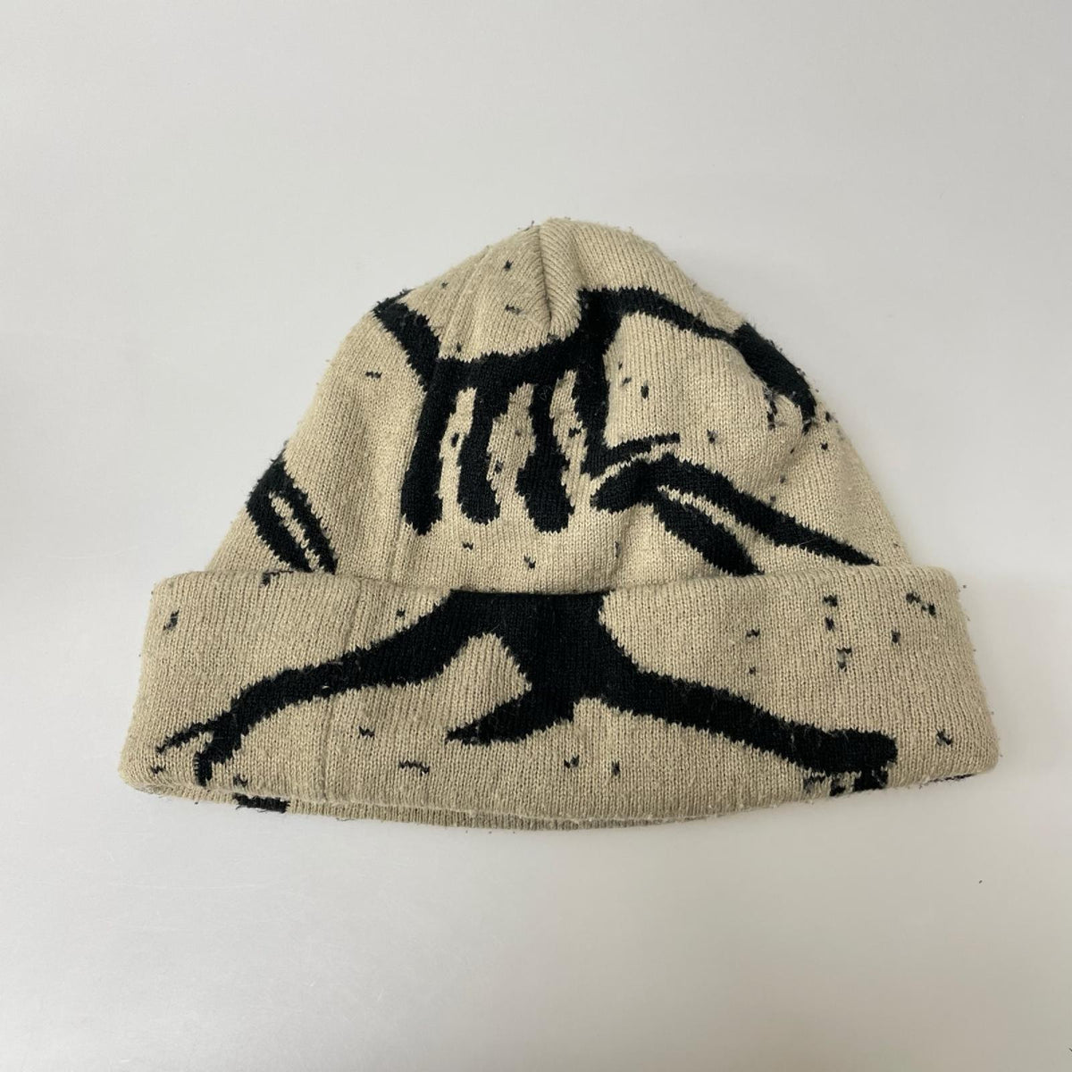 ニットキャップ grotto toque 総柄ﾋﾞｰﾆｰ BEG ベージュ
