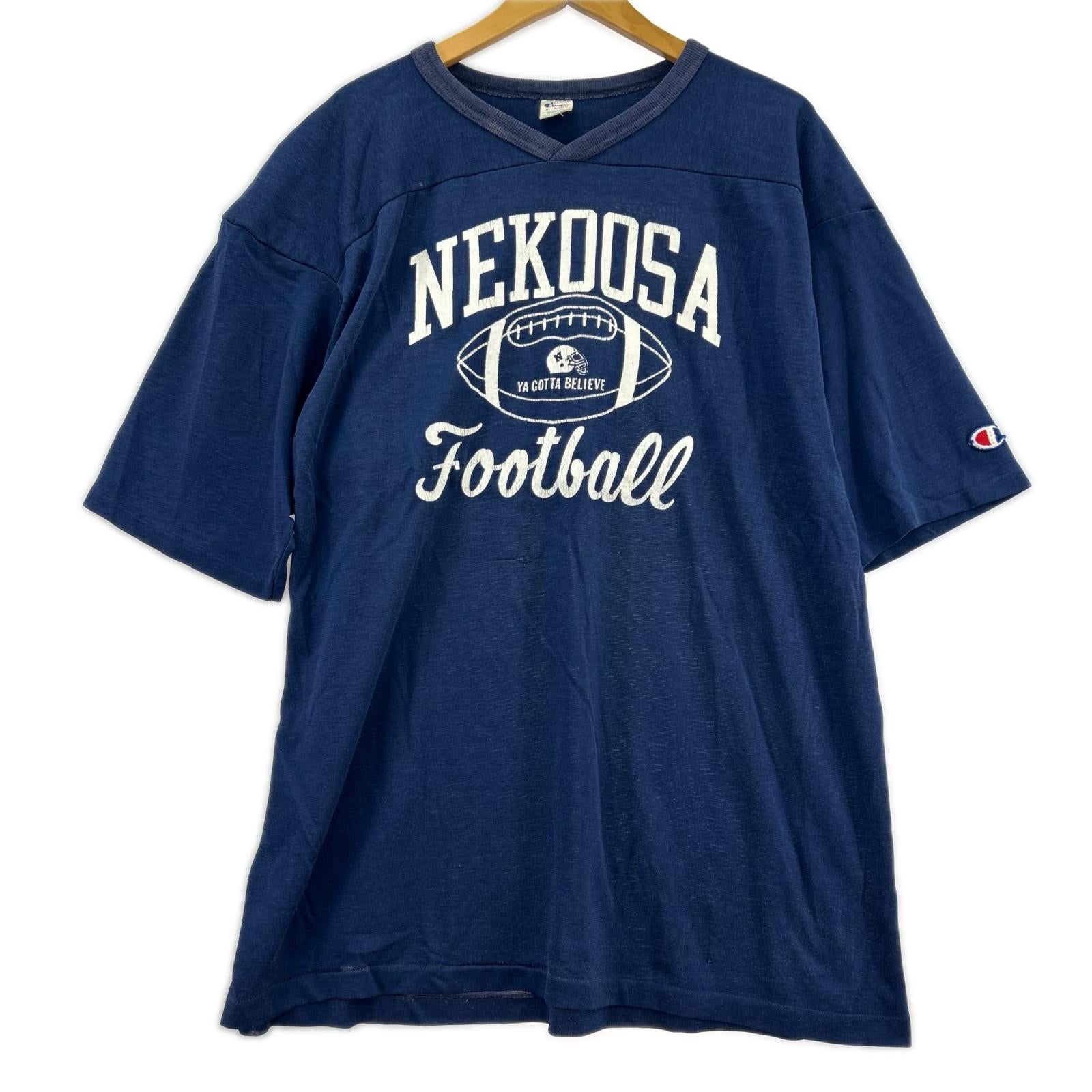 半袖Ｔシャツ 80s ﾌｯﾄﾎﾞｰﾙｼｬﾂ 三段 紺 (XL) ブルー