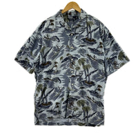 半袖シャツ CLAYTON S/S 総柄ﾊﾜｲｱﾝｼｬﾂ (M) M ブルー