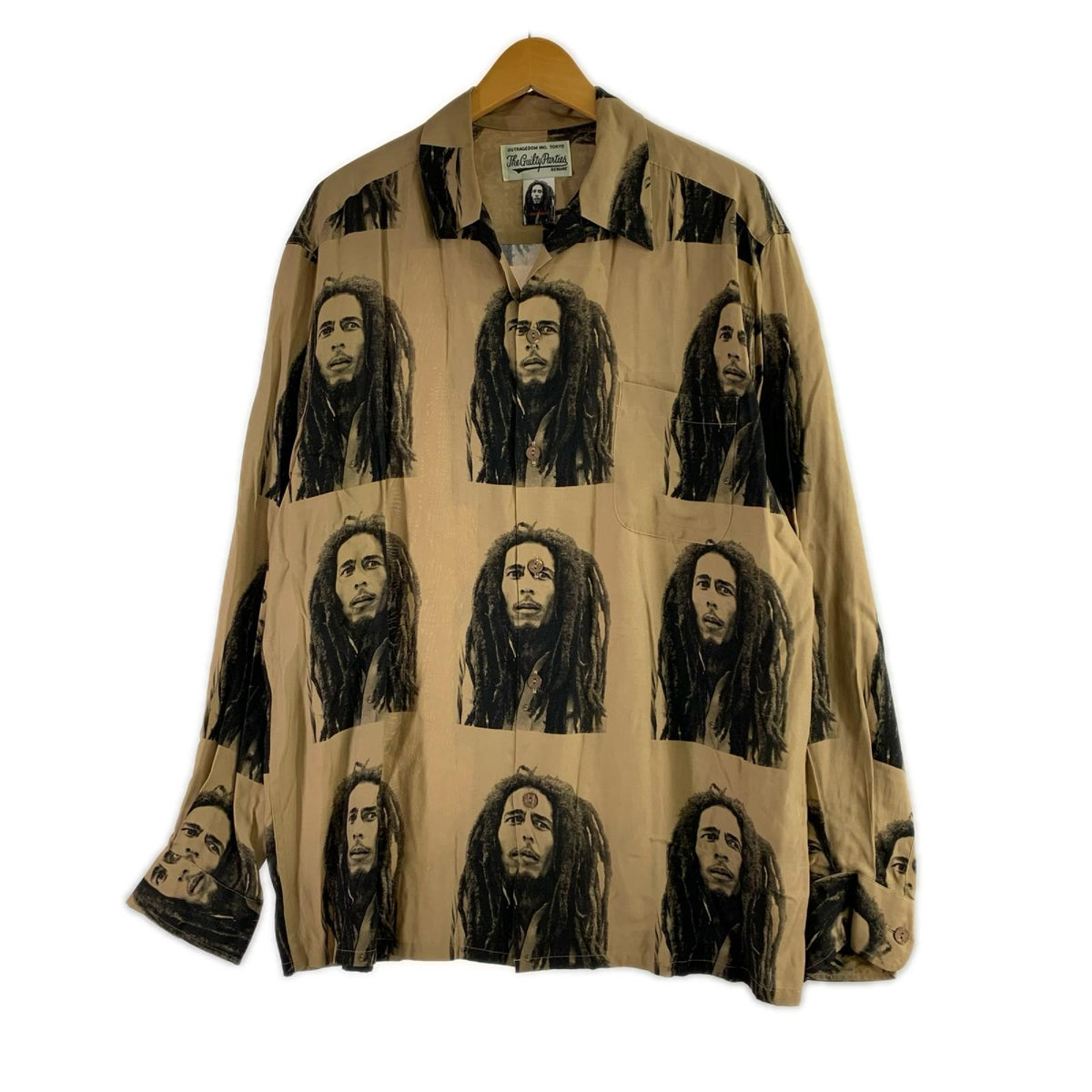 長袖シャツ BOB MARLEY HAWAIIAN SHIRT ﾍﾞｰｼﾞｭ L ブラウン