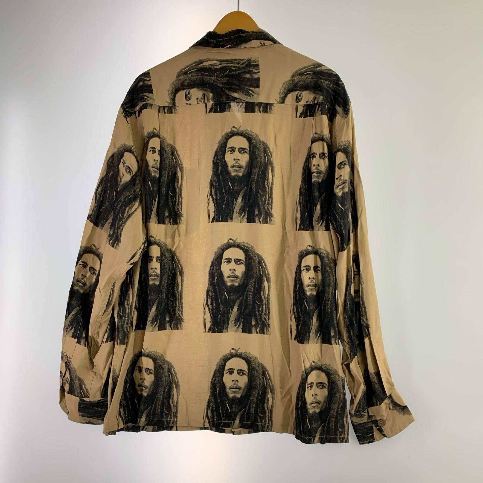 長袖シャツ BOB MARLEY HAWAIIAN SHIRT ﾍﾞｰｼﾞｭ L ブラウン