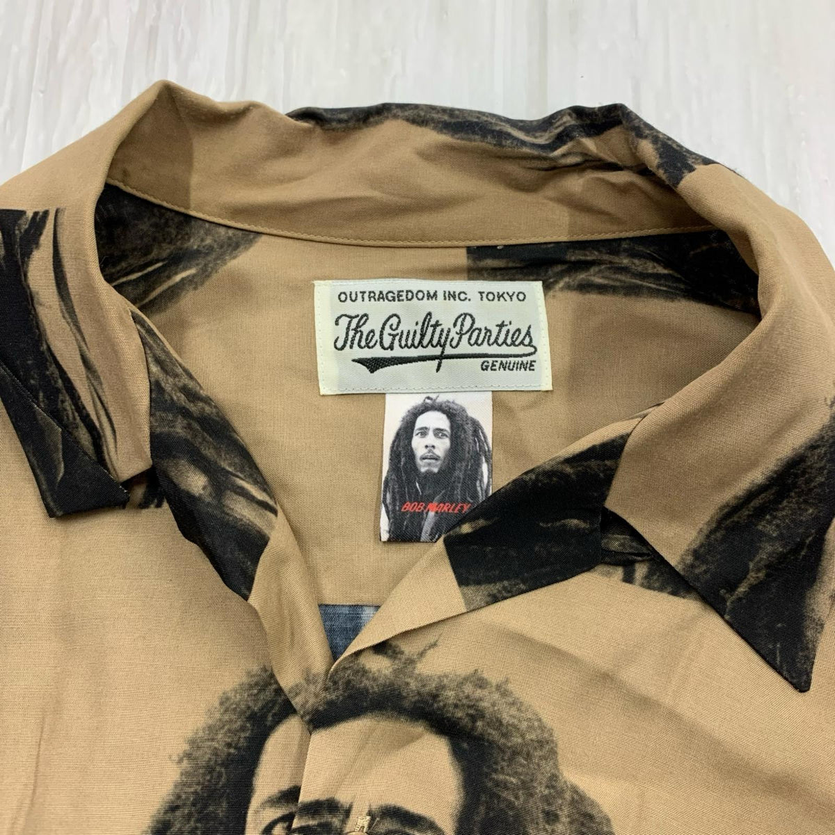長袖シャツ BOB MARLEY HAWAIIAN SHIRT ﾍﾞｰｼﾞｭ L ブラウン