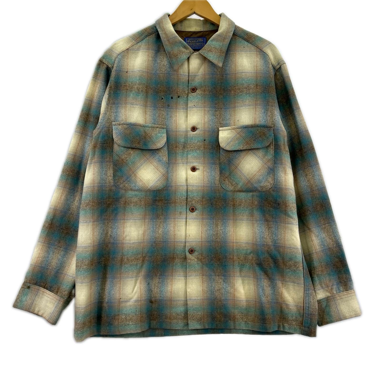 長袖シャツ 70s PENDLETON ｵﾝﾌﾞﾚﾁｪｯｸｼｬﾂ L マルチカラー