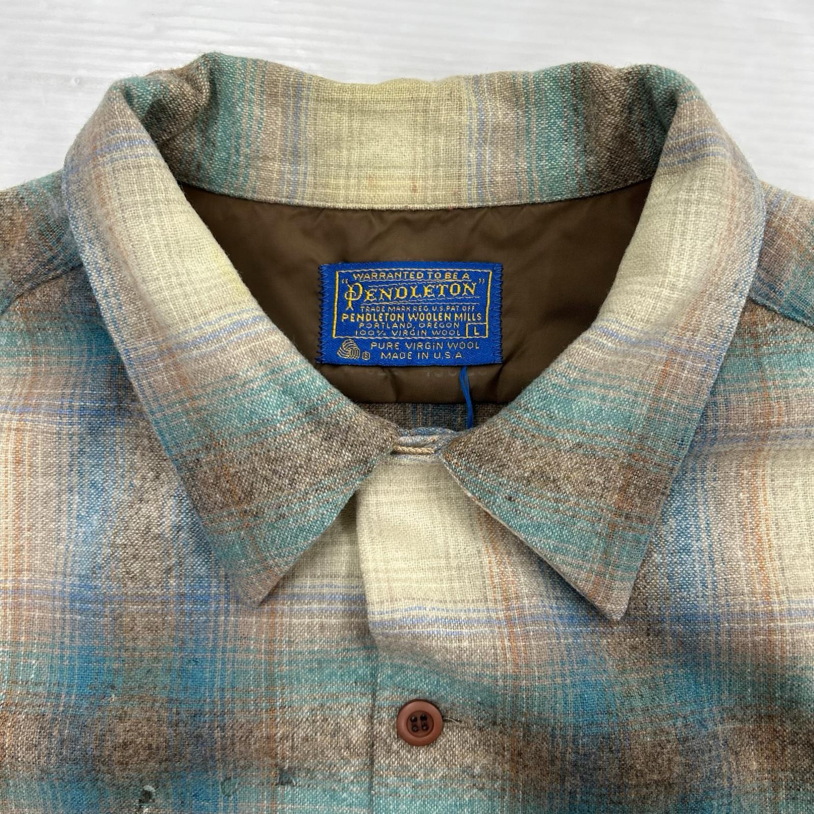 長袖シャツ 70s PENDLETON ｵﾝﾌﾞﾚﾁｪｯｸｼｬﾂ L マルチカラー