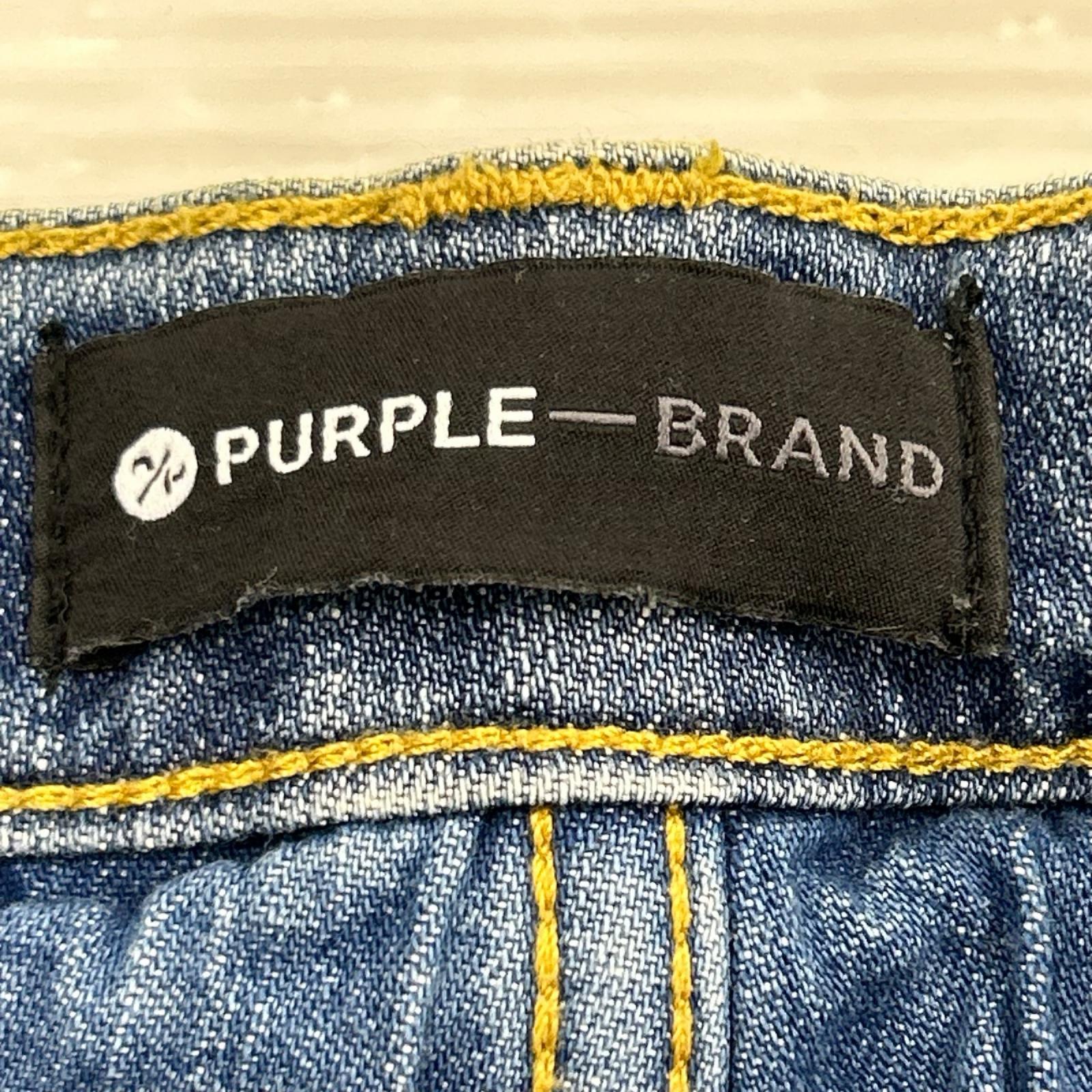 デニムパンツ PURPLE-BRAND/ﾍﾟﾝｷ加工/ﾀﾞﾒｰｼﾞ/薄青系 32 ブルー