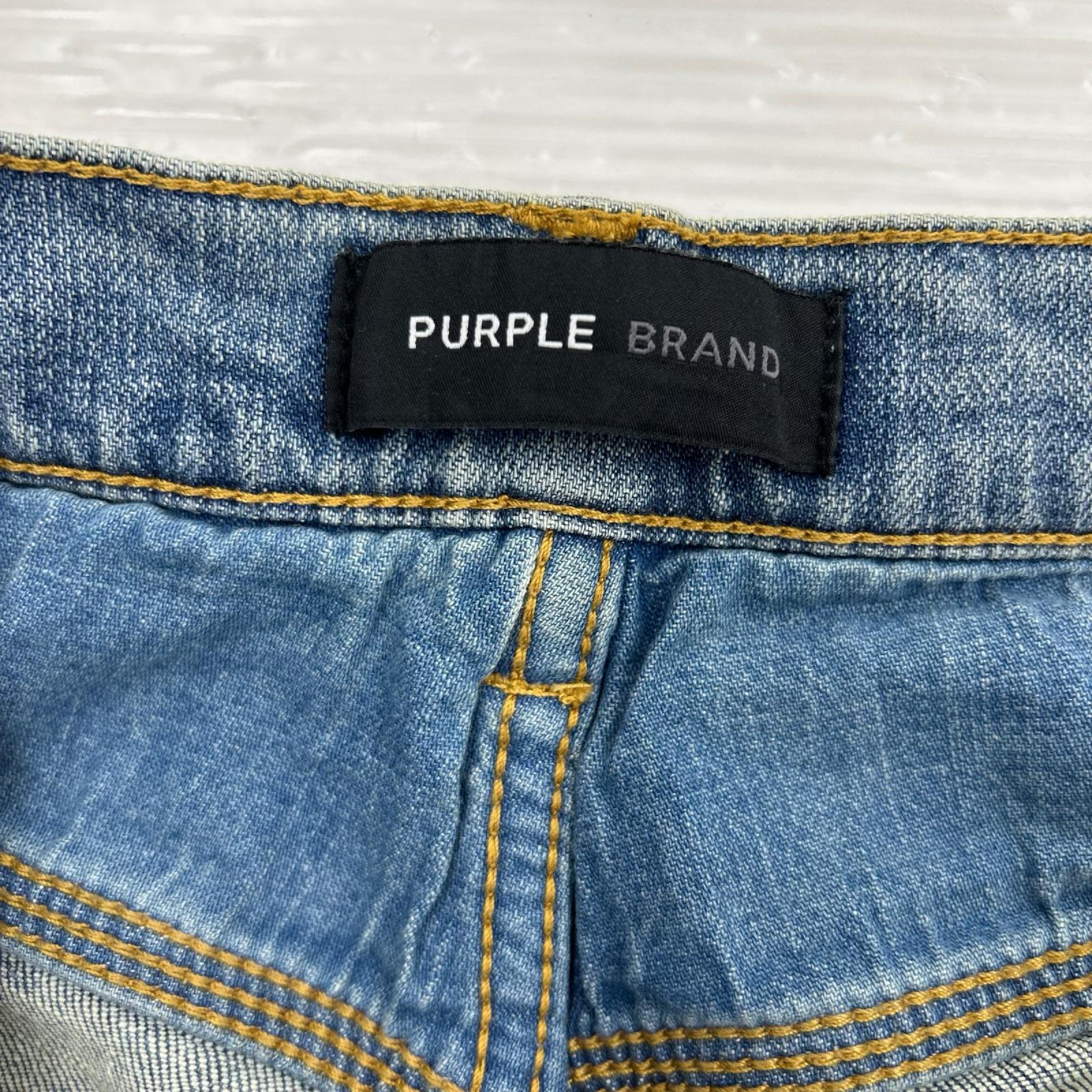 デニムパンツ PURPLE-BRAND/ﾍﾟﾝｷ加工/ﾀﾞﾒｰｼﾞ/薄青系 32 ブルー