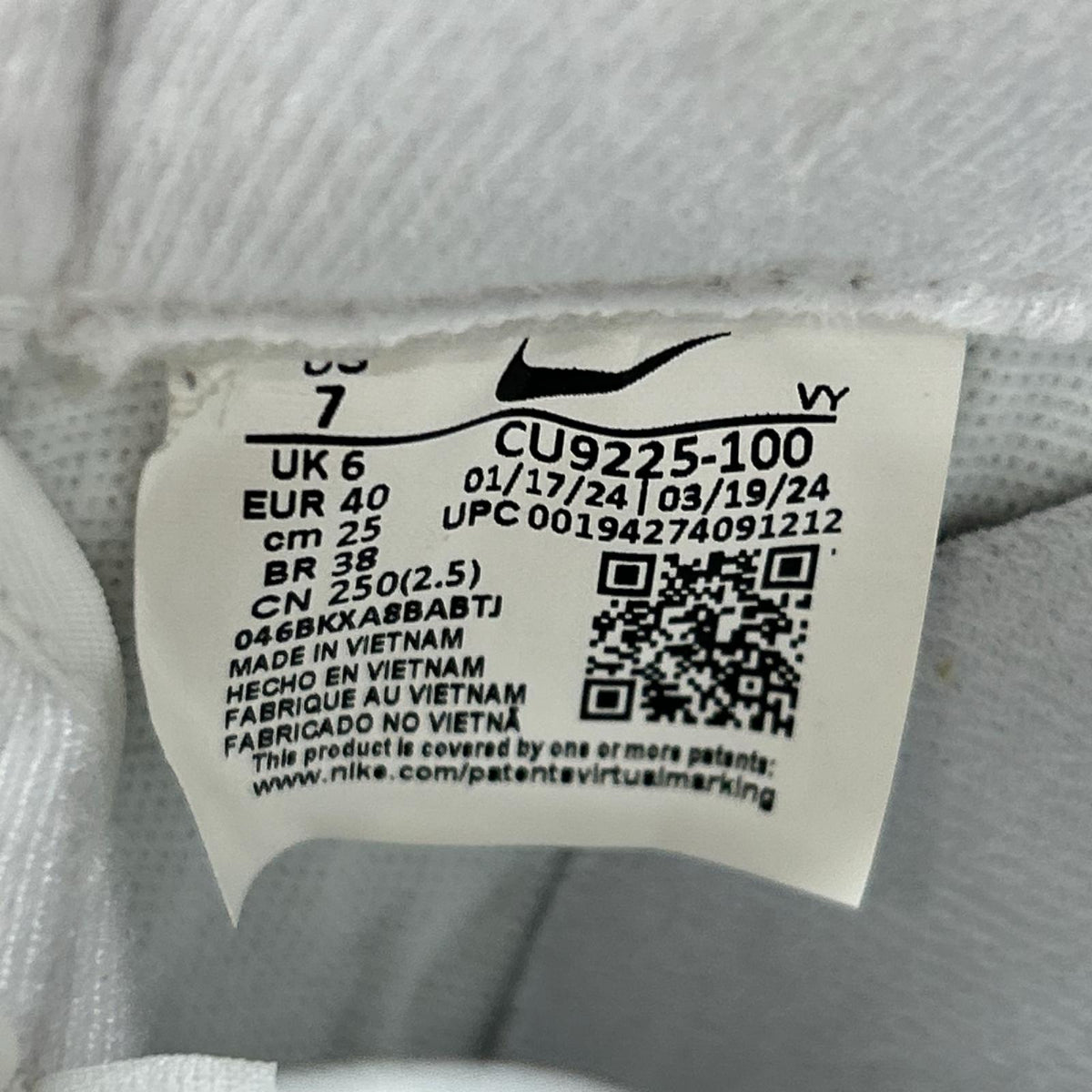 スニーカー ×Supreme AIR FORCE 1 LOW White 25.0cm 25cm (US7 UK6 1/2 EU40) ホワイト