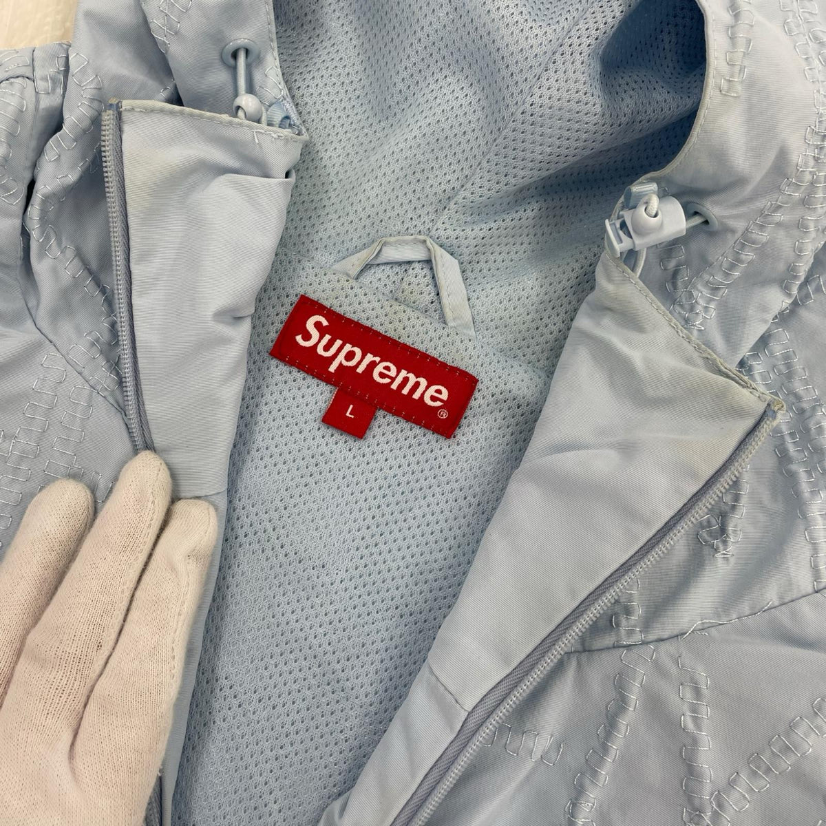 ジャケット Supreme 23SS Repeat Stitch Anorak ﾘﾋﾟｰﾄｽﾃｯﾁｱﾉﾗｯｸ L ブルー
