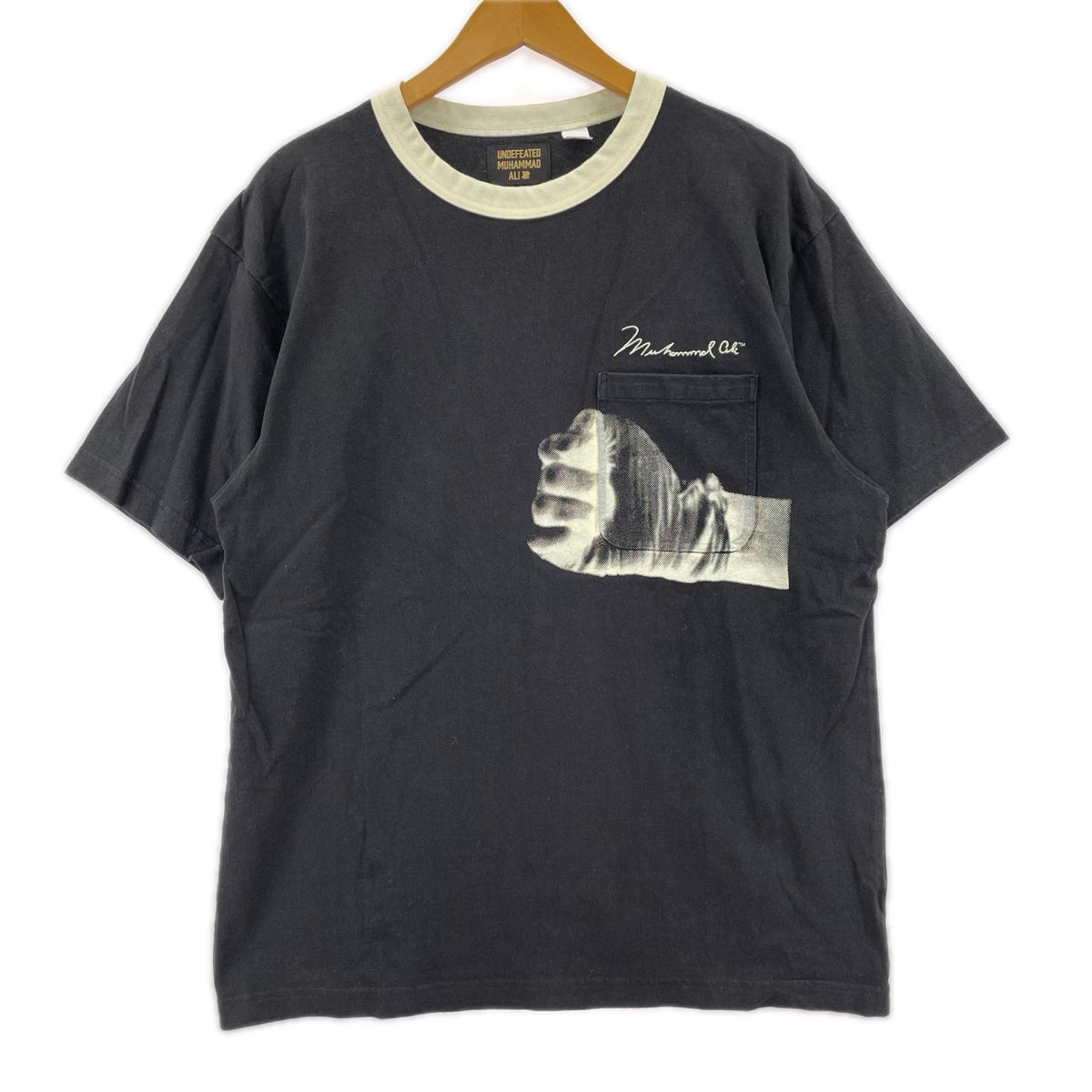 半袖Ｔシャツ Muhammad Ali ﾌﾟﾘﾝﾄ 刺繍 ﾘﾝｶﾞｰﾈｯｸ ﾎﾟｹTEE 黒 M ブラック