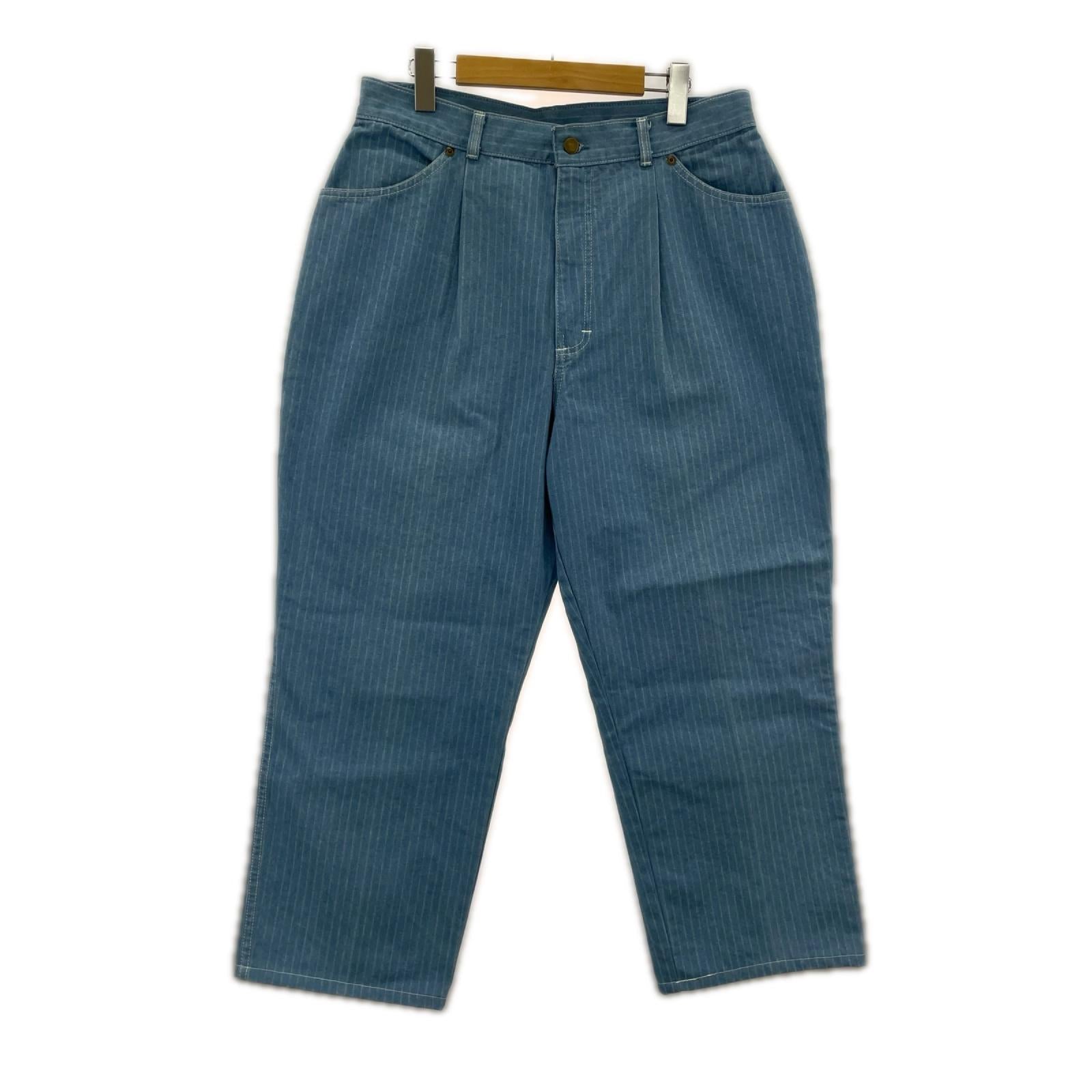 パンツ 70s～80s SEARSｽﾄﾗｲﾌﾟﾃﾞﾆﾑ (size18) ブルー