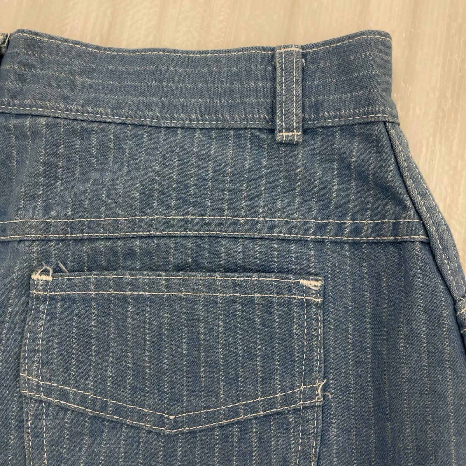 パンツ 70s～80s SEARSｽﾄﾗｲﾌﾟﾃﾞﾆﾑ (size18) ブルー