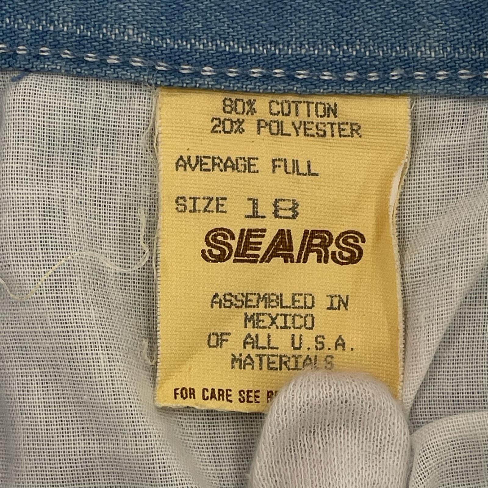 パンツ 70s～80s SEARSｽﾄﾗｲﾌﾟﾃﾞﾆﾑ (size18) ブルー