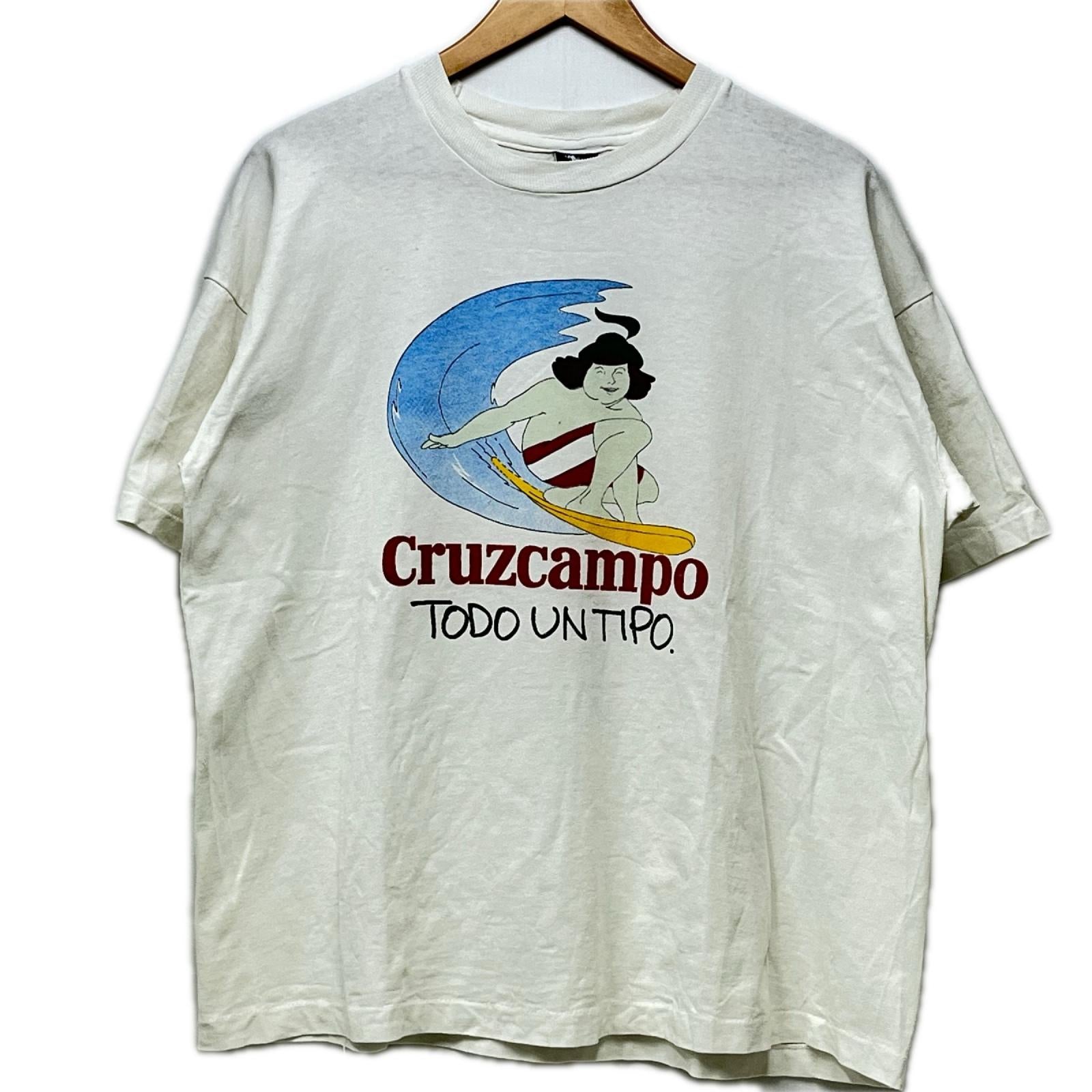 半袖Ｔシャツ 90s CRUZCAMPO ビール企業 サーフプリントTee ホワイト ホワイト