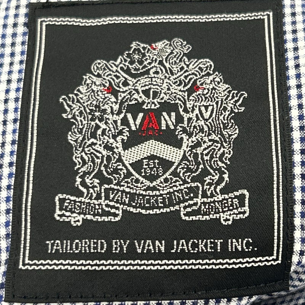 テーラードジャケット VAN JAC ﾁｪｯｸ切替 ﾃｰﾗｰﾄﾞｼﾞｬｹｯﾄ L ﾌﾞﾙｰ L