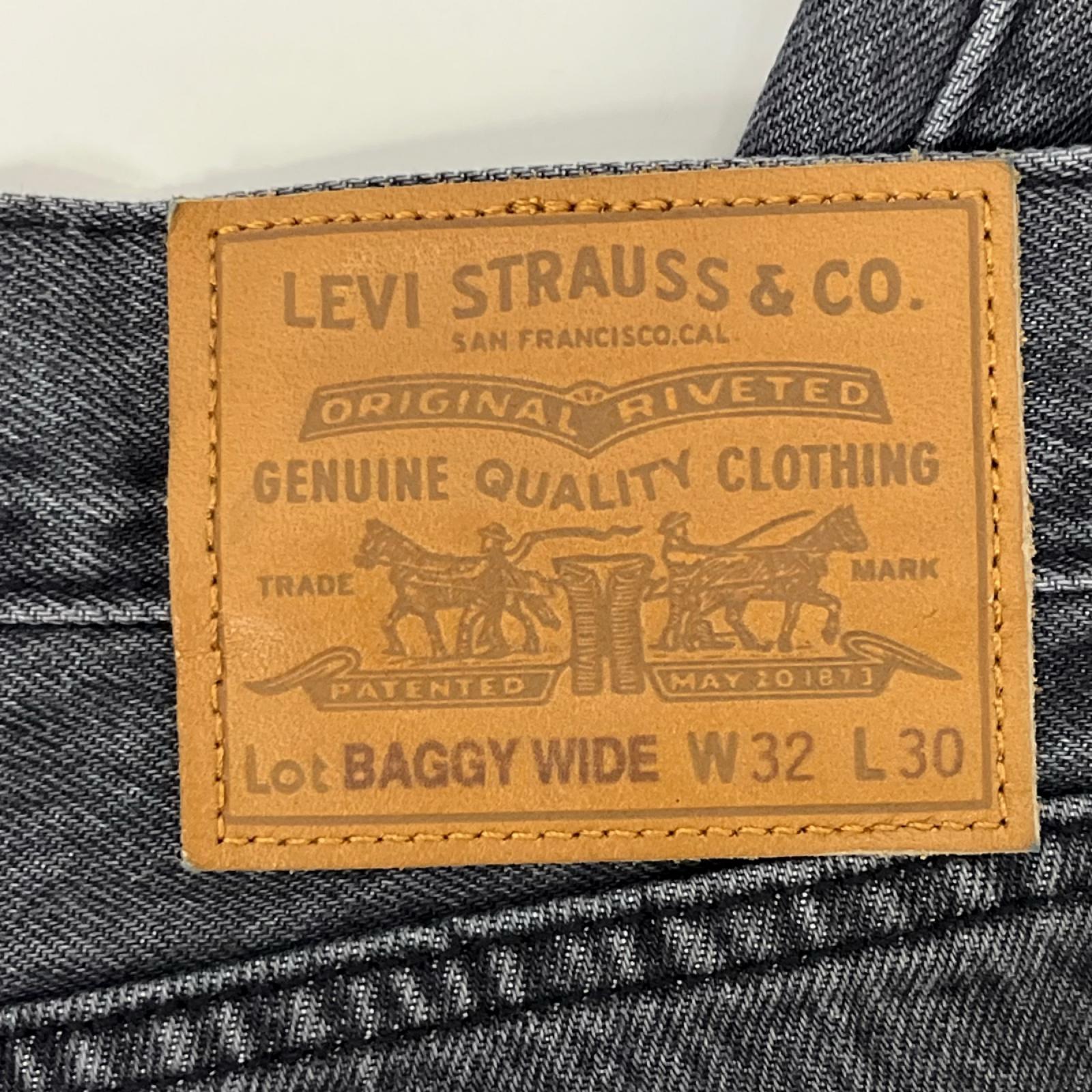 デニムパンツ Levi's premium BAGGY WIDE バギーブラックデニム W32L30