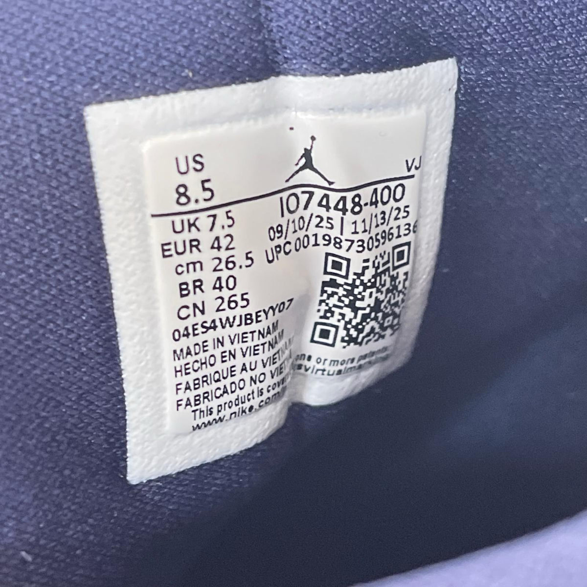 スニーカー Air Jordan 1 Low "Obsidian" IO7448-400 26.5cm (US8 1/2 UK8 EU43)