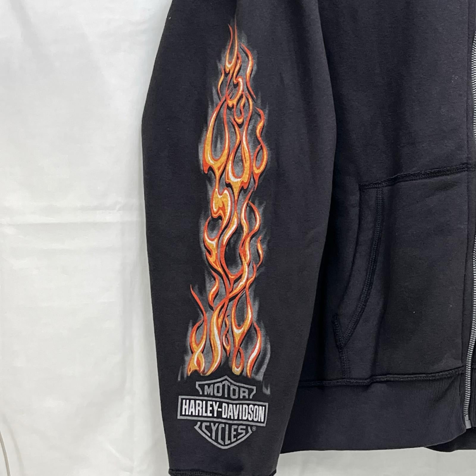 パーカー Hollister×Harley Davidson Boxy Fit ジップパーカー L チャコール L
