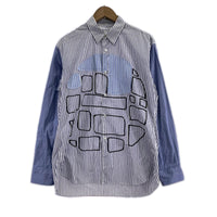 長袖シャツ COMME des GARCONS ｱｰﾄﾊﾟｯﾁﾜｰｸｼｬﾂ S 白青 S