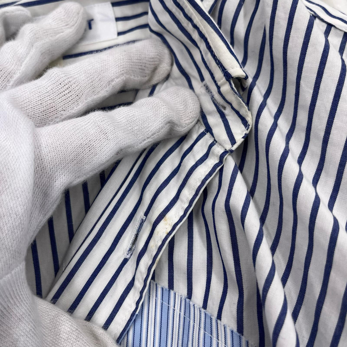 長袖シャツ COMME des GARCONS ｱｰﾄﾊﾟｯﾁﾜｰｸｼｬﾂ S 白青 S