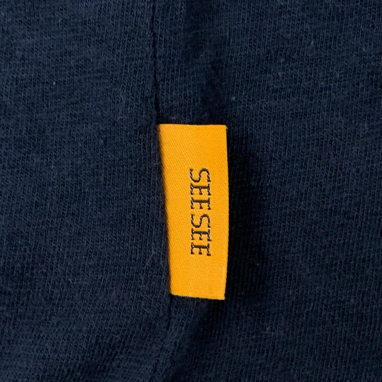 半袖Ｔシャツ SEE SEE 裾ロゴ コットンヘンプTee L ネイビー L ネイビー